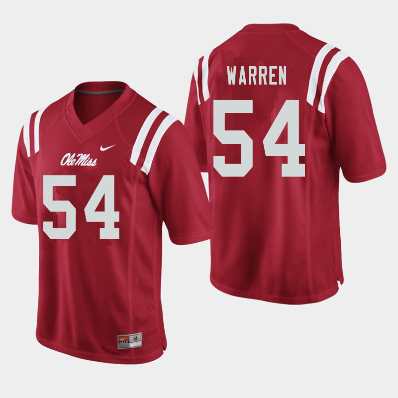Men #54 Caleb Warren Ole Miss Rebels College Football Jerseys Sale-Red